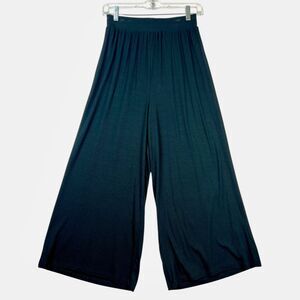 Theo & Spence wide leg pant rayon rib knit black XS
